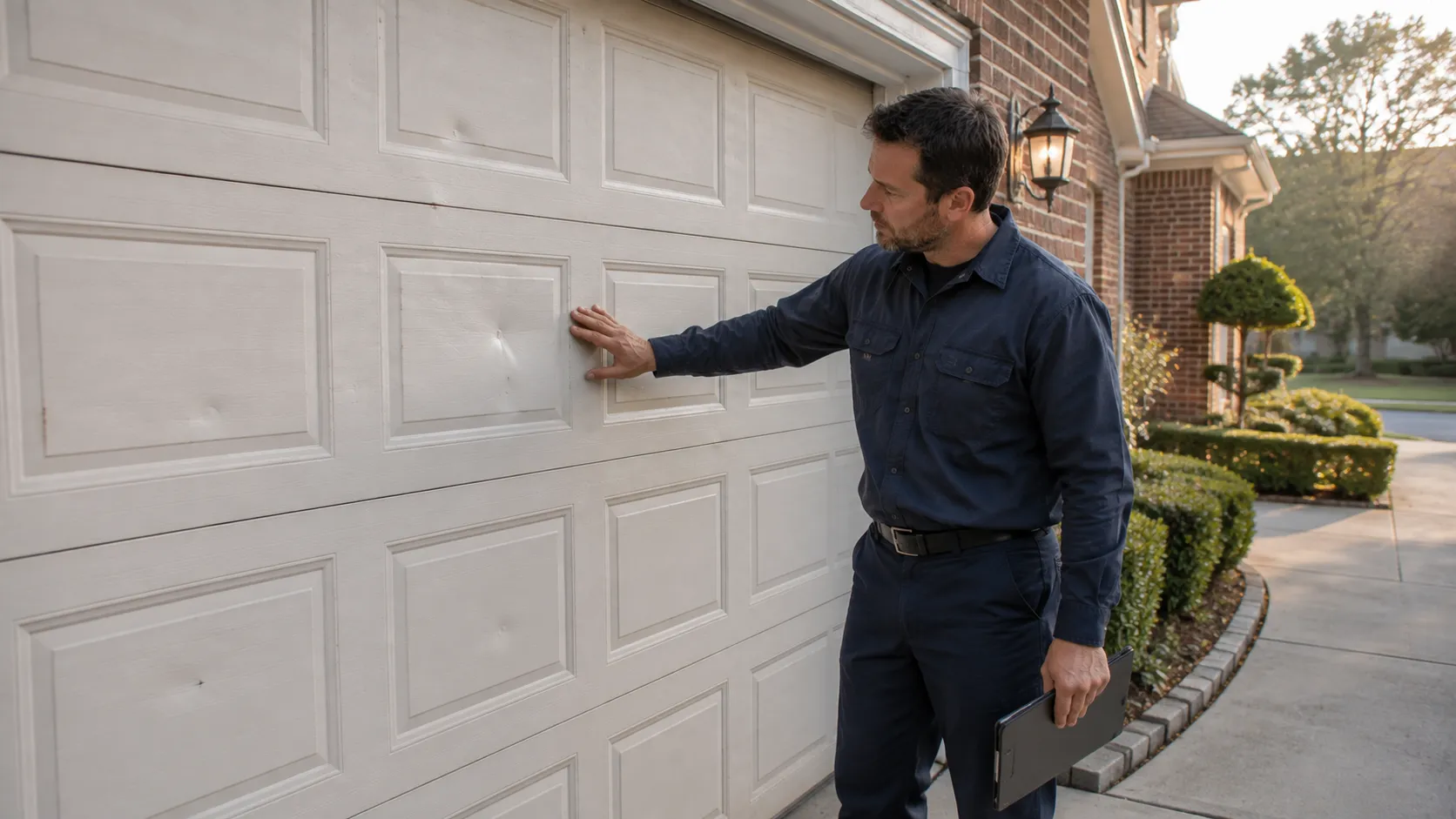 Garage door detail illustrating what an older garage door in katy is actually worth fixing